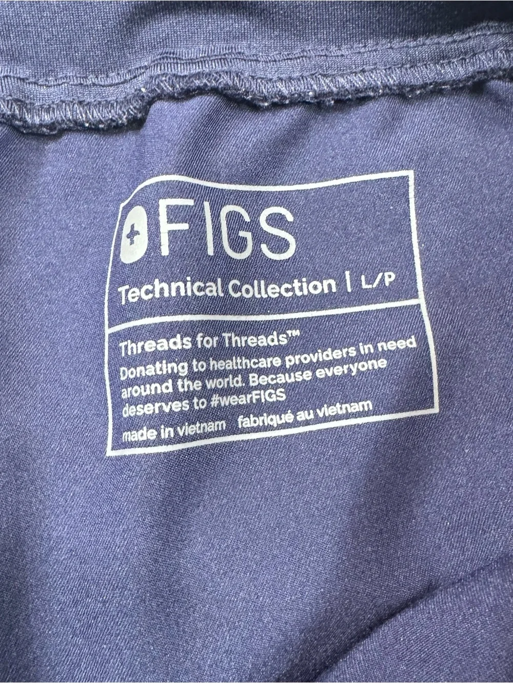 FIGS Scrubs, Zamora Jogger Scrub Pants, Navy Blue, Tapered Ankle Cuffs, Sz. L/P